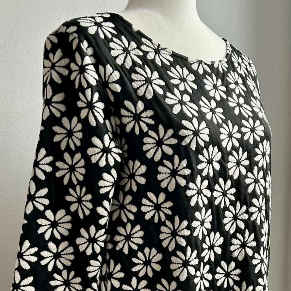 La Fée Maraboutée Black & White Italian Jacquard Shift Dress w/ Pockets – EU 38
